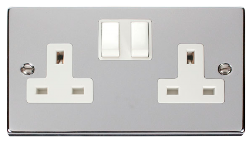 Scolmore VPCH036WH - 2 Gang 13A DP Switched Socket Outlet - White Deco Scolmore - Sparks Warehouse
