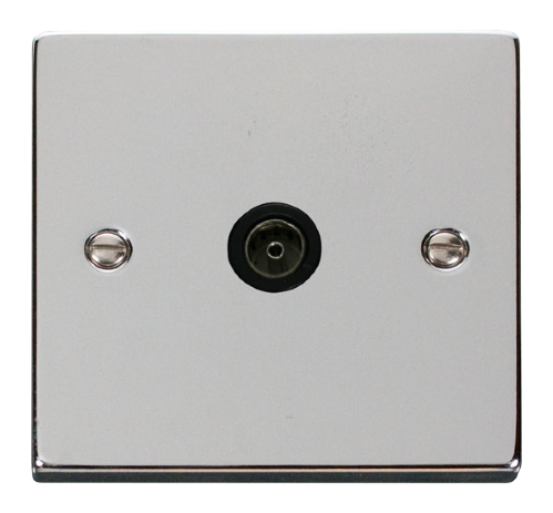 Scolmore VPCH065BK - Single Coaxial Socket Outlet - Black Deco Scolmore - Sparks Warehouse