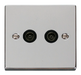 Scolmore VPCH066BK - Chrome Twin Coaxial Socket Outlet - Black inserts Deco Scolmore - Sparks Warehouse