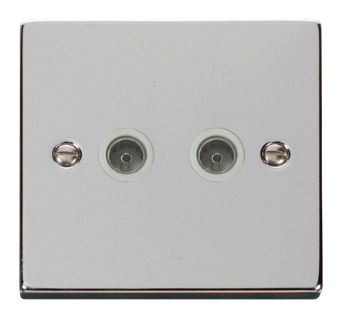 Scolmore VPCH066WH - Twin Coaxial Socket Outlet - White Deco Scolmore - Sparks Warehouse
