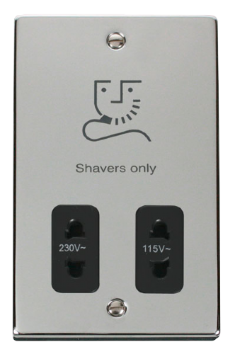 Scolmore VPCH100BK - Dual Voltage Shaver Socket Outlet 115/230V - Black Deco Scolmore - Sparks Warehouse