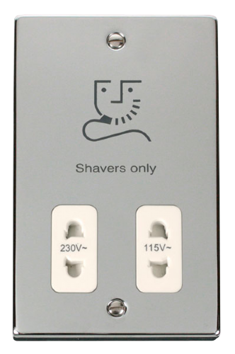 Scolmore VPCH100WH - Dual Voltage Shaver Socket Outlet 115/230V - White Deco Scolmore - Sparks Warehouse