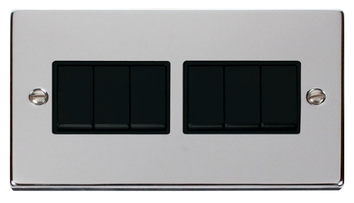 Scolmore VPCH105BK - 6 Gang 2 Way 10AX Switch - Black Deco Scolmore - Sparks Warehouse