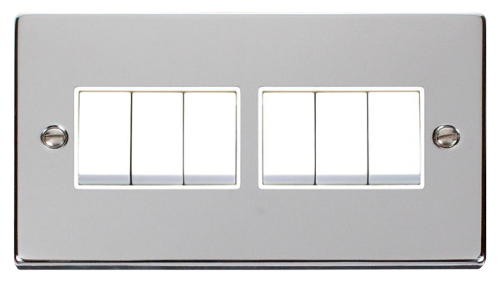 Scolmore VPCH105WH - 6 Gang 2 Way 10AX Switch - White Deco Scolmore - Sparks Warehouse
