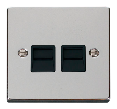 Scolmore VPCH121BK - Twin Telephone Socket Outlet Master - Black Deco Scolmore - Sparks Warehouse