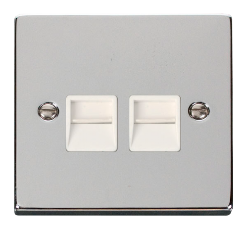 Scolmore VPCH121WH - Twin Telephone Socket Outlet Master - White Deco Scolmore - Sparks Warehouse