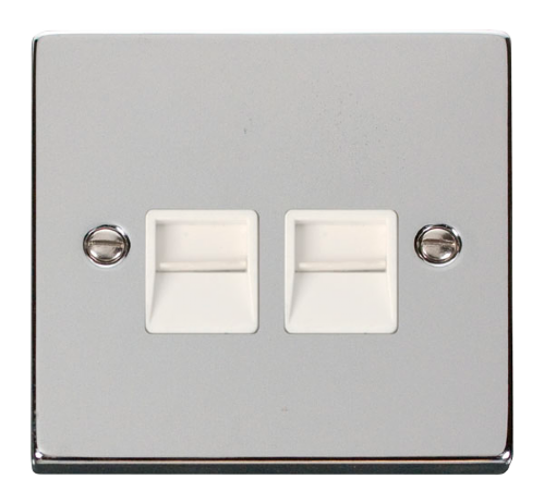 Scolmore VPCH126WH - Twin Telephone Socket Outlet Secondary - White Deco Scolmore - Sparks Warehouse