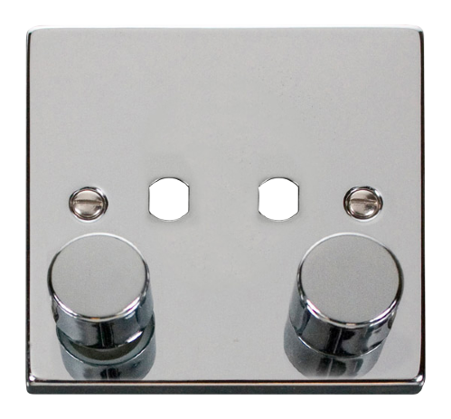 Scolmore VPCH152PL - 2 Gang Single Dimmer Plate + Knobs Deco Scolmore - Sparks Warehouse