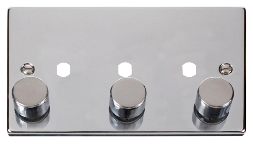 Scolmore VPCH153PL - 3 Gang Double Dimmer Plate + Knobs Deco Scolmore - Sparks Warehouse