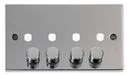 Scolmore VPCH154PL - 4 Gang Double Dimmer Plate + Knobs Deco Scolmore - Sparks Warehouse