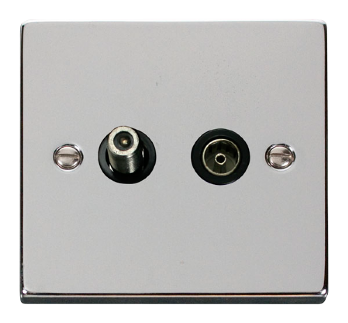 Scolmore VPCH157BK - 1 Gang Satellite + Isolated Coaxial Socket Outlet - Black Deco Scolmore - Sparks Warehouse