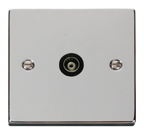 Scolmore VPCH158BK - Single Isolated Coaxial Socket Outlet - Black Deco Scolmore - Sparks Warehouse