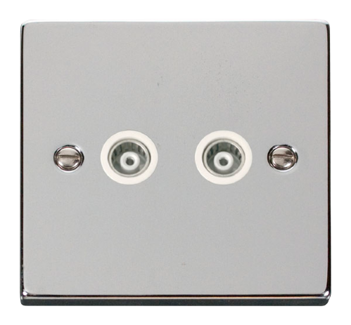 Scolmore VPCH159WH - Twin Isolated Coaxial Socket Outlet - White Deco Scolmore - Sparks Warehouse