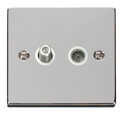 Scolmore VPCH170WH - 1 Gang Satellite + Coaxial Socket Outlet - White Deco Scolmore - Sparks Warehouse