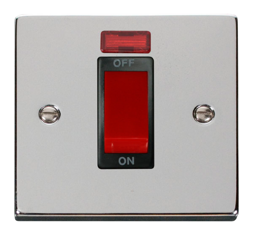 Scolmore VPCH201BK - 1 Gang 45A DP Switch With Neon - Black Deco Scolmore - Sparks Warehouse
