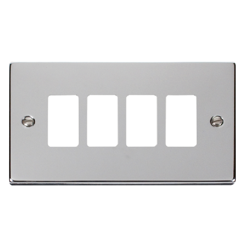 Scolmore VPCH20404 - 4 Gang GridPro® Frontplate - Polished Chrome GridPro Scolmore - Sparks Warehouse
