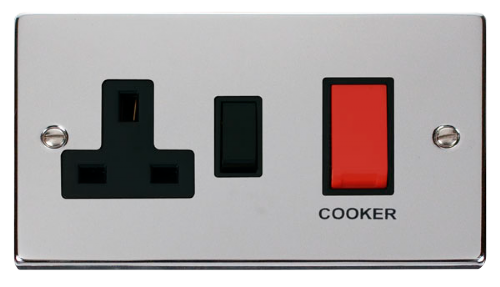 Scolmore VPCH204BK - 45A DP Switch + 13A Switched Socket - Black Deco Scolmore - Sparks Warehouse