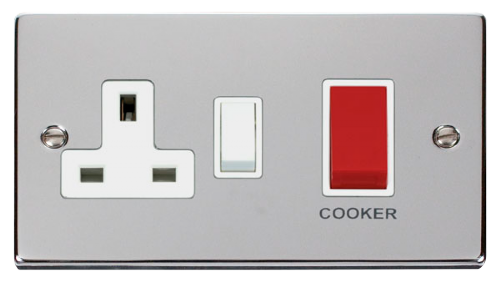 Scolmore VPCH204WH - 45A DP Switch + 13A Switched Socket - White Deco Scolmore - Sparks Warehouse