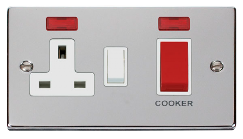 Scolmore VPCH205WH - 45A DP Switch + 13A Switched Socket + Neons (2) - White Deco Scolmore - Sparks Warehouse
