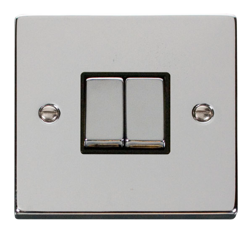 Scolmore VPCH412BK - 2 Gang 2 Way ‘Ingot’ 10AX Switch - Black Deco Scolmore - Sparks Warehouse