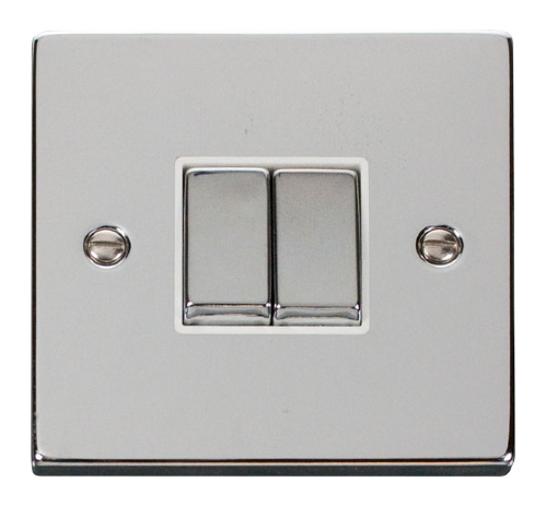 Scolmore VPCH412WH - 2 Gang 2 Way ‘Ingot’ 10AX Switch - White Deco Scolmore - Sparks Warehouse