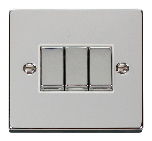 Scolmore VPCH413WH - 3 Gang 2 Way ‘Ingot’ 10AX Switch - White Deco Scolmore - Sparks Warehouse