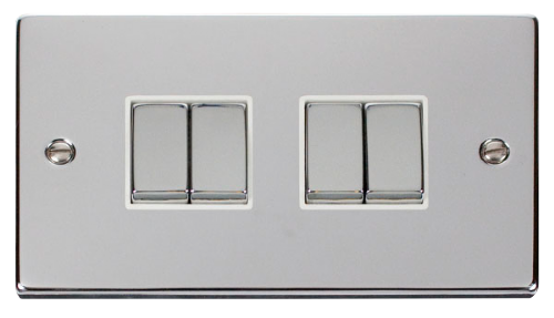 Scolmore VPCH414WH - 4 Gang 2 Way ‘Ingot’ 10AX Switch - White Deco Scolmore - Sparks Warehouse