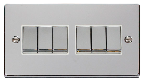 Scolmore VPCH416WH - 6 Gang 2 Way ‘Ingot’ 10AX Switch - White Deco Scolmore - Sparks Warehouse