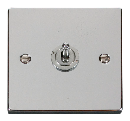 Scolmore VPCH421 Deco Polished Chrome - 1 Gang 2 Way 10AX Toggle Switch Deco Scolmore - Sparks Warehouse