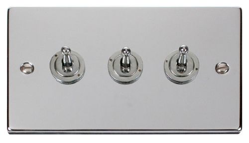 Scolmore VPCH423 - 3 Gang 2 Way 10AX Toggle Switch Deco Scolmore - Sparks Warehouse