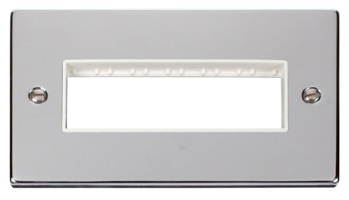 Scolmore VPCH426WH - 2 Gang Plate 6 In-Line Aperture - White Deco Scolmore - Sparks Warehouse