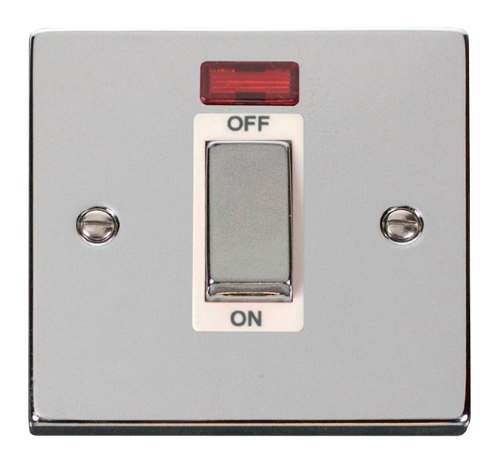 Scolmore VPCH501WH - Ingot 1 Gang 45A DP Switch With Neon - White Deco Scolmore - Sparks Warehouse