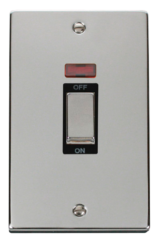 Scolmore VPCH503BK - Ingot 2 Gang 45A DP Switch With Neon - Black Deco Scolmore - Sparks Warehouse
