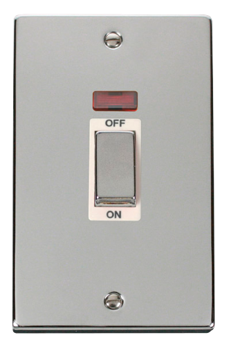 Scolmore VPCH503WH - Ingot 2 Gang 45A DP Switch With Neon - White Deco Scolmore - Sparks Warehouse