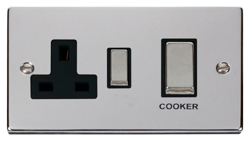 Scolmore VPCH504BK - Ingot 45A DP Switch + 13A Switched Socket - Black Deco Scolmore - Sparks Warehouse