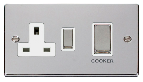 Scolmore VPCH504WH - Ingot 45A DP Switch + 13A Switched Socket - White Deco Scolmore - Sparks Warehouse
