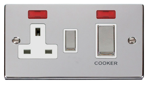 Scolmore VPCH505WH - Ingot 45A DP Switch + 13A Switched Socket + Neons (2) - White Deco Scolmore - Sparks Warehouse