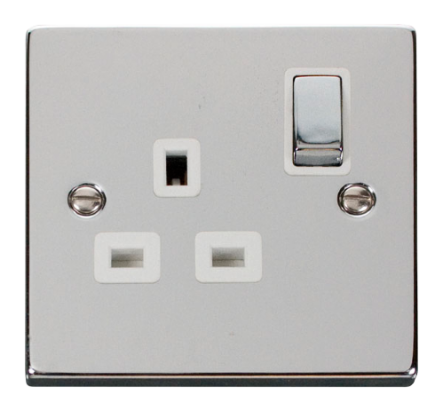 Scolmore VPCH535WH - 1 Gang 13A DP ‘Ingot’ Switched Socket Outlet - White Deco Scolmore - Sparks Warehouse