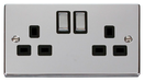 Scolmore VPCH536BK - 2 Gang 13A DP ‘Ingot’ Switched Socket Outlet - Black Deco Scolmore - Sparks Warehouse