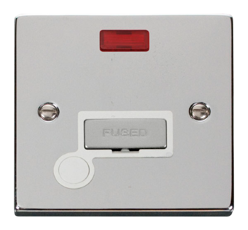 Scolmore VPCH553WH - 13A Fused ‘Ingot’ Connection Unit With Flex Outlet + Neon - White Deco Scolmore - Sparks Warehouse