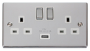Scolmore VPCH570WH - 13A 2G Ingot Switched Socket With 2.1A USB Outlet (Twin Earth) - White Deco Scolmore - Sparks Warehouse