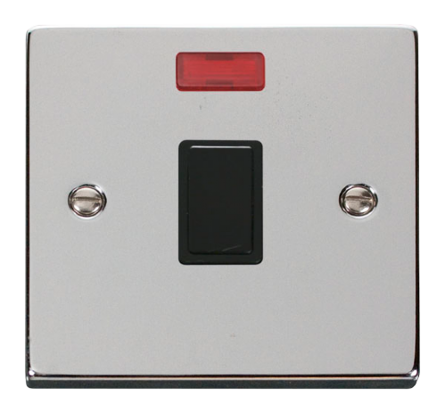 Scolmore VPCH623BK - 20A 1 Gang DP Switch + Neon - Black Deco Scolmore - Sparks Warehouse
