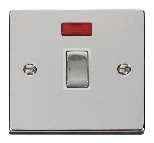 Scolmore VPCH723WH - 20A 1 Gang DP ‘Ingot’ Switch + Neon - White Deco Scolmore - Sparks Warehouse