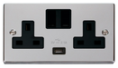 Scolmore VPCH770BK - 13A 2G Switched Socket With 2.1A USB Outlet (Twin Earth) - Black Deco Scolmore - Sparks Warehouse