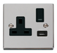 Scolmore VPCH771BK - 13A 1G Switched Socket With 2.1A USB Outlet - Black Deco Scolmore - Sparks Warehouse