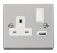 Scolmore VPCH771WH - 13A 1G Switched Socket With 2.1A USB Outlet - White Deco Scolmore - Sparks Warehouse