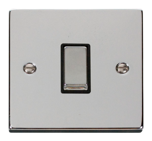 Scolmore VPCHBK-SMART1 - 1G Plate 1 Aperture Supplied With 1 x 10AX 2 Way Ingot Retractive Switch Module - Black Deco Scolmore - Sparks Warehouse
