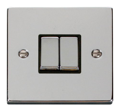 Scolmore VPCHBK-SMART2 - 1G Plate 2 Apertures Supplied With 2 x 10AX 2 Way Ingot Retractive Switch Modules - Black Deco Scolmore - Sparks Warehouse