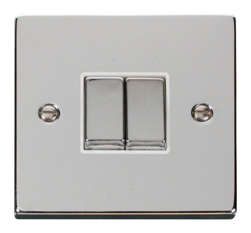 Scolmore VPCHWH-SMART2 - 1G Plate 2 Apertures Supplied With 2 x 10AX 2 Way Ingot Retractive Switch Modules - White Deco Scolmore - Sparks Warehouse