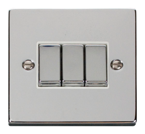 Scolmore VPCHWH-SMART3 - 1G Plate 3 Apertures Supplied With 3 x 10AX 2 Way Ingot Retractive Switch Modules - White Deco Scolmore - Sparks Warehouse